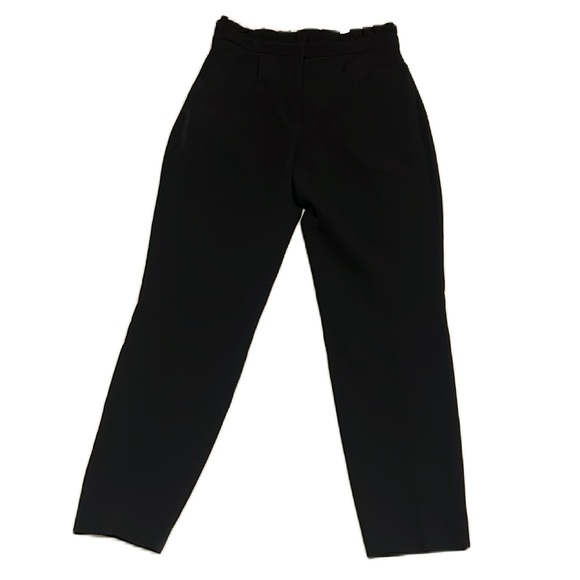 NWT Express, Ruffled Waist, Ankle High Rise, Straight Leg Pants, Black, Size 4 - Picture 2 of 10
